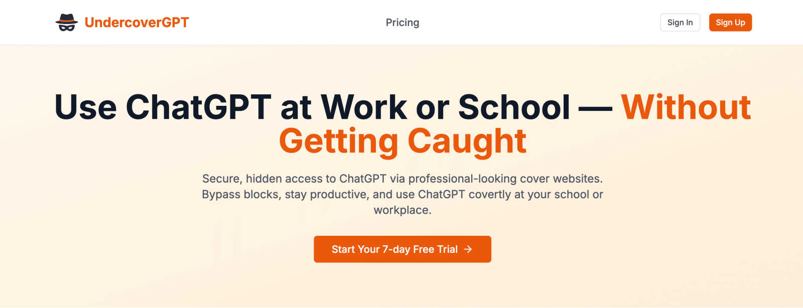 UndercoverGPT application interface and features