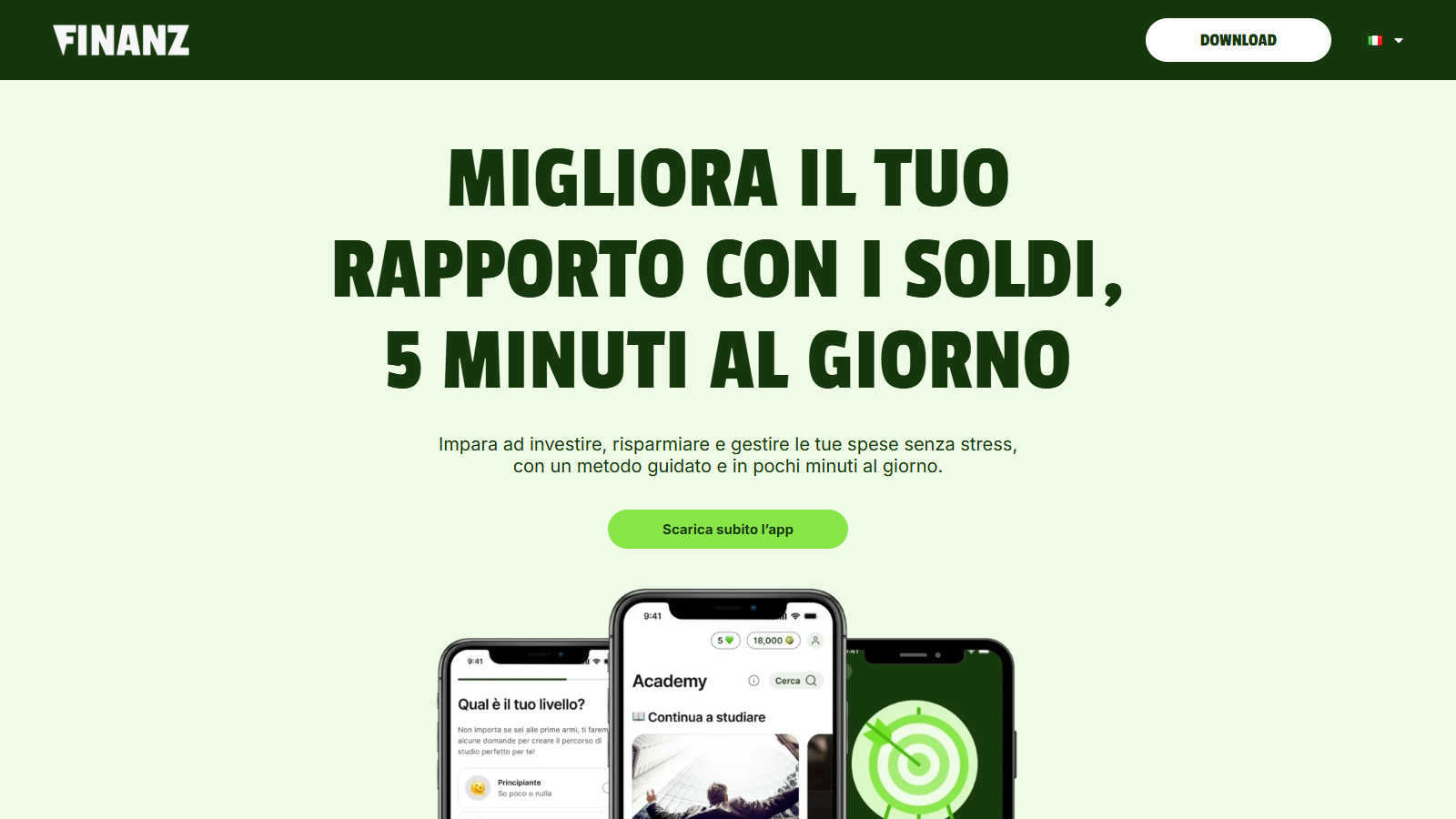 Finanz application interface and features
