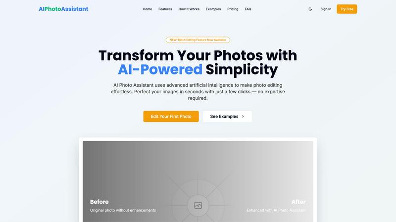 AI Photo Assistant application interface and features