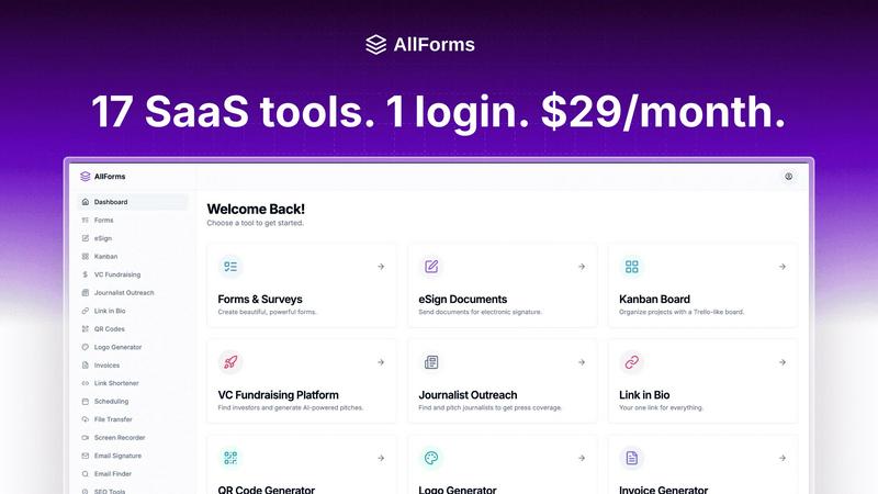 AllForms application interface and features