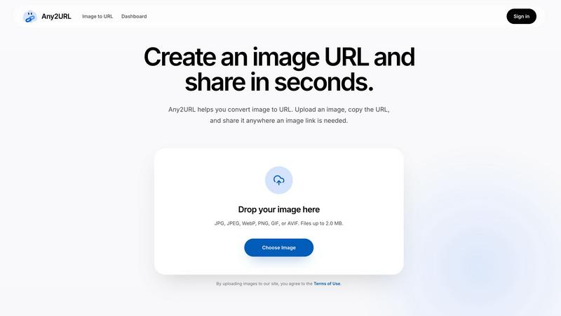 Any2URL application interface and features