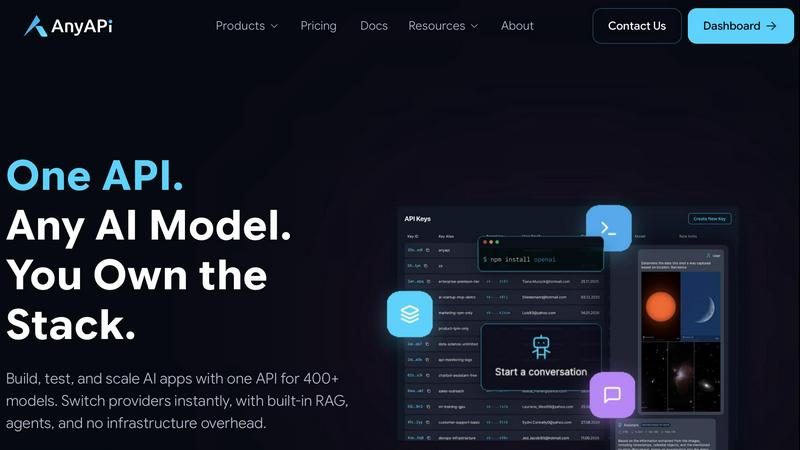 AnyApiAI application interface and features