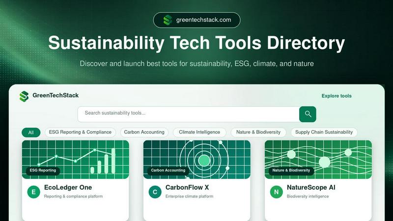 GreenTechStack - Sustainability Tech application interface and features