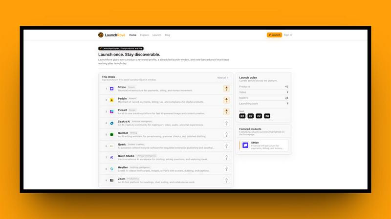 LaunchRove application interface and features