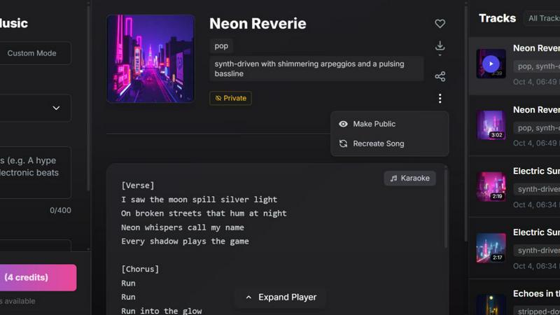 MuzicGenerator - AI Music Generator application interface and features