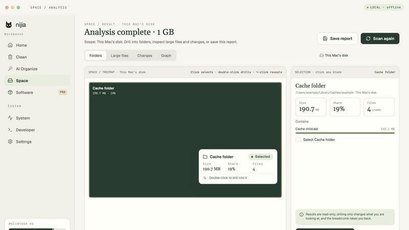 Nijia application interface and features