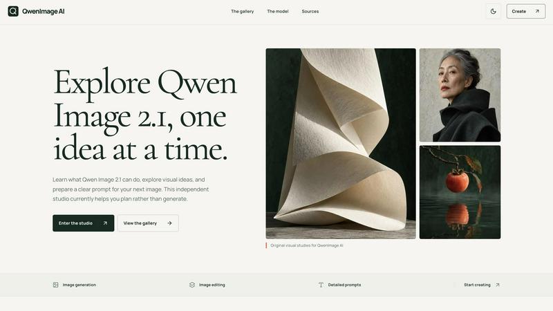 Qwen Image 2.1 application interface and features