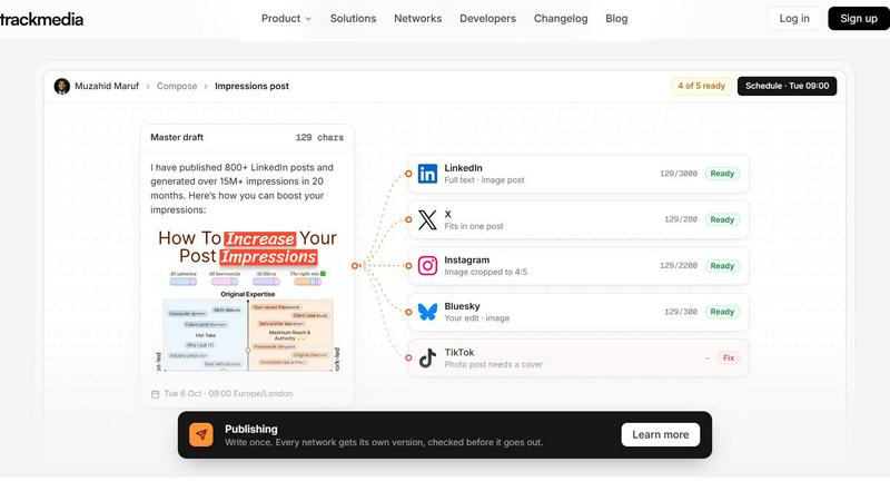 TrackMedia application interface and features
