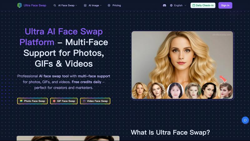 Ultra Face Swap application interface and features