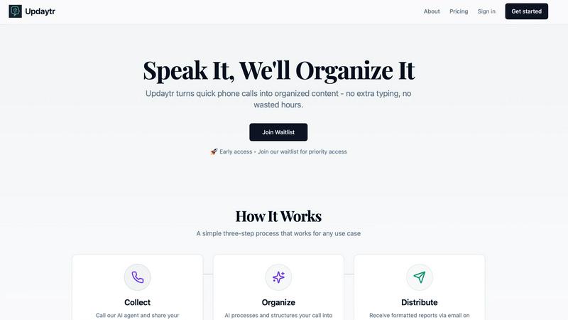 Updaytr application interface and features