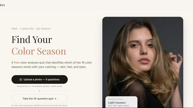 MySeasonColors application interface and features