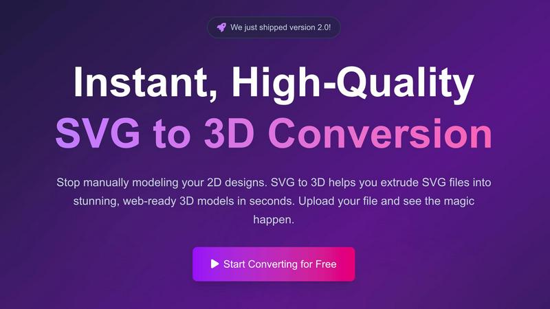 SVG to 3D application interface and features